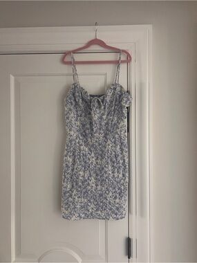 Blue Floral Spaghetti Strap Dress